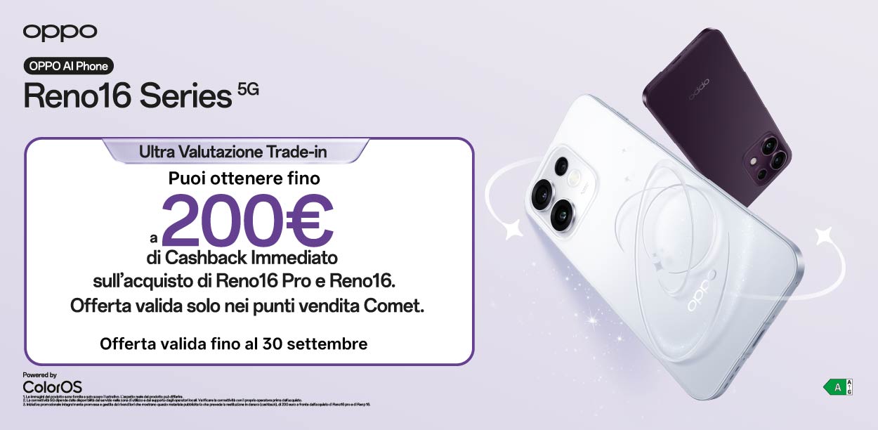 Promo: Oppo Reno 16 Series: fino a 200€ di Trade-in